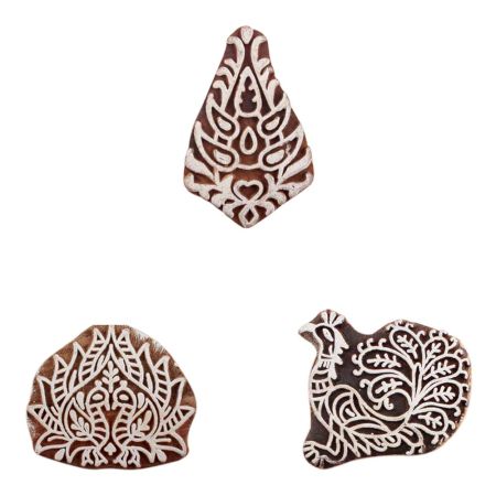 Set of 3 Piece New Mix Wooden Printing Blocks